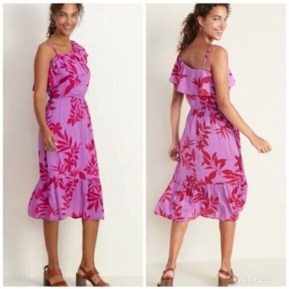 Old Navy Waist-Defined One-Shoulder Midi Dress - Picture 1 of 10